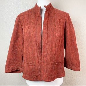 Vintage Coldwater Creek Terra Cotta Open Front Mandarin Collar Jacket 10